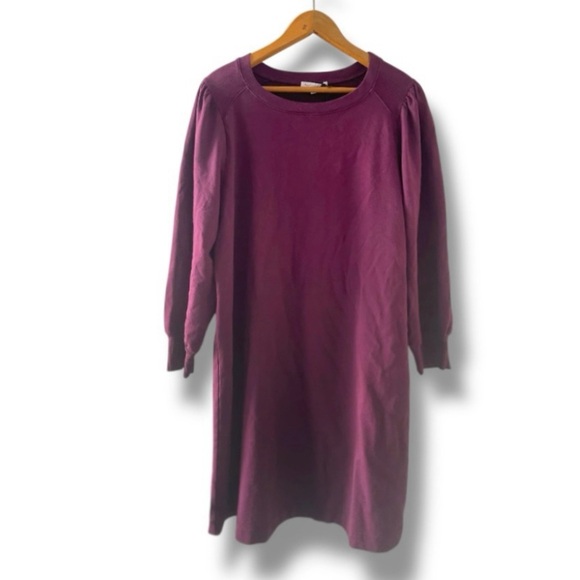 Michael Stars Veronica Terry Plum Puff Sleeve Dress‎ Women’s Size Large NWT - Picture 2 of 16